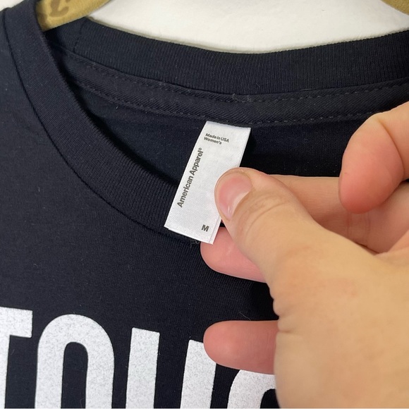 AMERICAN APPAREL Black and White Rue La La Boston T Shirt Size Medium - Picture 2 of 5